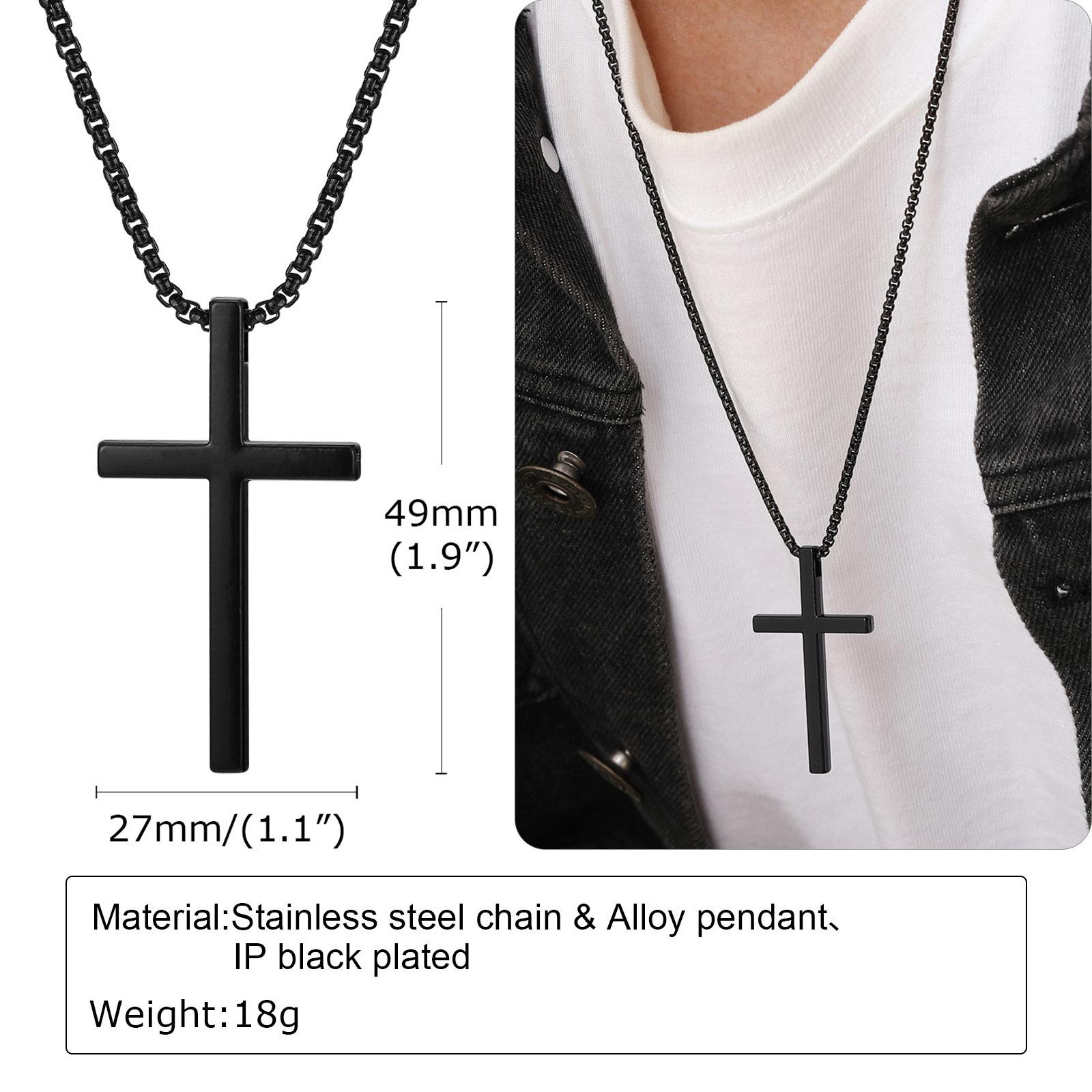 Vnox Kreuzkette für Männer Frauen, Farbe Schlichtes Kreuzanhänger Halsband mit Edelstahl Boxkette 60cm 24inch