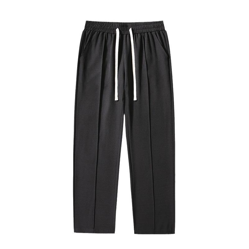 Japan Herren Sommer Übergroße Kordelzug Anzughose Y2K Gerade Hose Lässige Baggy Weite Bein Jogginghose Streetwear Overalls Jogginghose Für Mann M schwarz