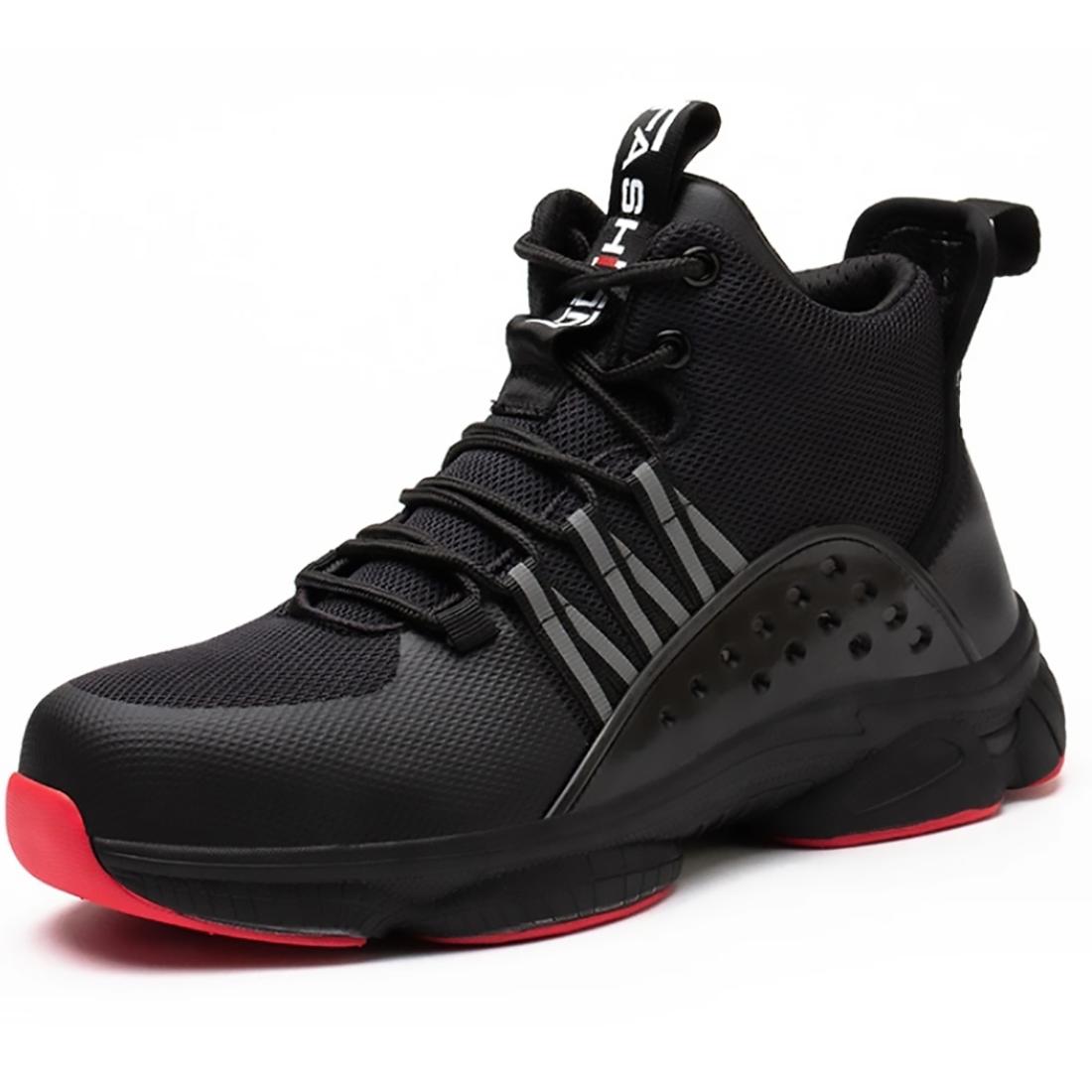 Arbeitsschuhe mit Stahlkappe für Herren, bequeme Sicherheitsschuhe, pannensichere Arbeitsschuhe, Stiefel, modisch, unzerstörbares Schuhwerk, Sicherheit 40 schwarz