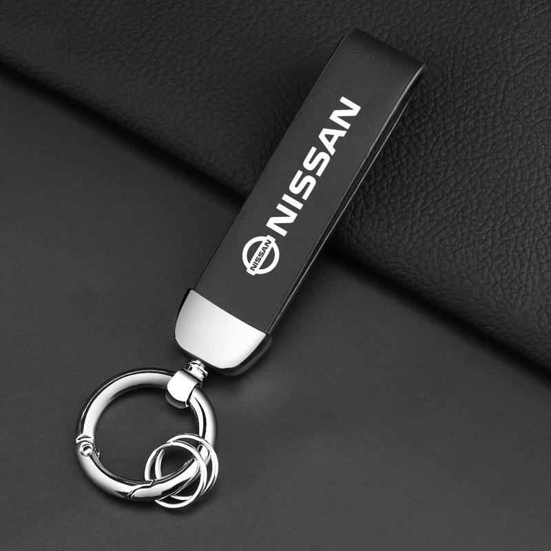 Leder Schlüsselanhänger Auto Schlüsselanhänger Anhänger Schlüsselanhänger Autozubehör Für Nissan Nismo Qashqai j11 Juke GTR X-Trail Patrol Micra Navara Tiida black