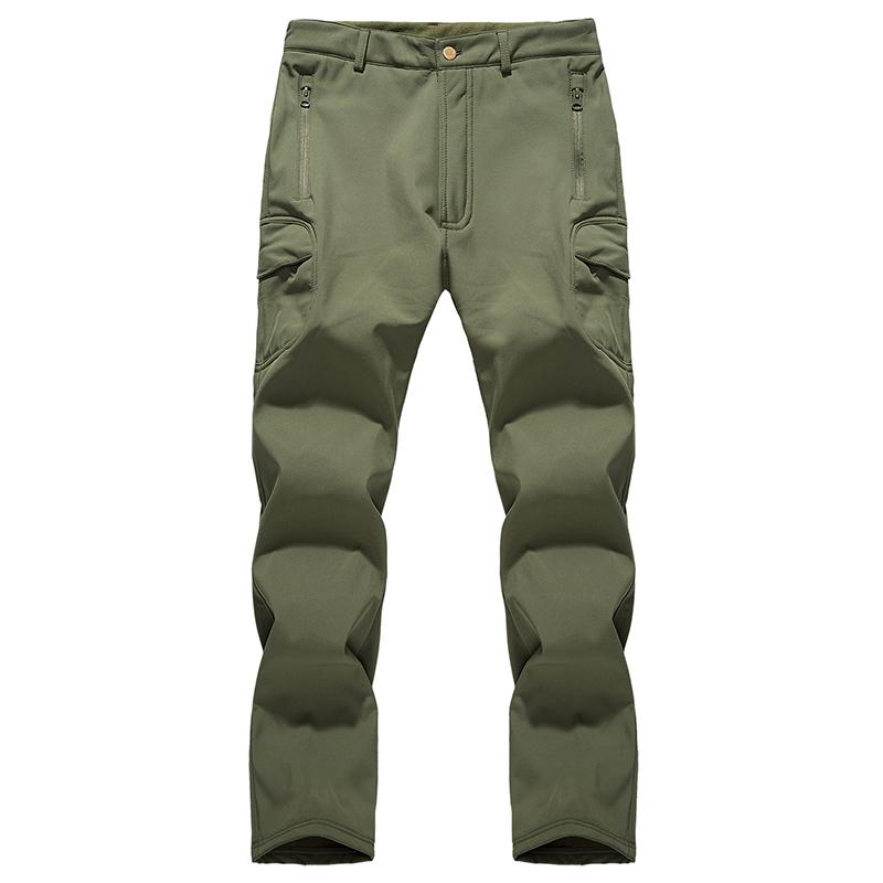 Herren Softshellhose, wasserdicht, Militär-Camouflage-Hose, warm, winddicht, Fleece, Kampf-Taktikhose, Winter-Outdoor-Wanderkleidung, Angeln, Jagd L armee grüne