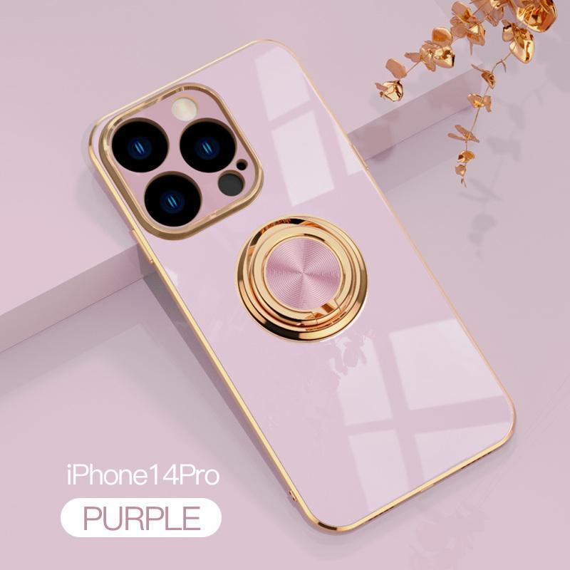 Luxuriöse Metall-TPU-Ringhülle für iPhone Soft Cover für iPhone 16 15 14 Pro Max 13 12 Pro MAX 11 Pro MAX X XR XS 8 7 Plus iPhone 16 Pro Max violett