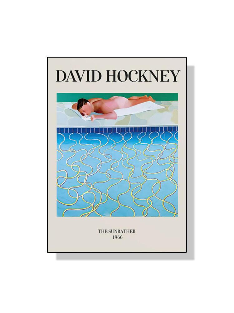 David Hockney Kunstwerk Ausstellung Poster Leinwand Malerei abstrakte Pool Liegestühle Wandkunst für Wohnzimmer Home Dekoration 30x40cm No Frame
