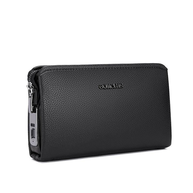 Diebstahlsichere Fingerabdruck-Schloss-Clutch Tasche Herren Business-Clutch Tasche Hochwertige Clutch Tasche Mehrere Kartenfächer Langes Portemonnaie