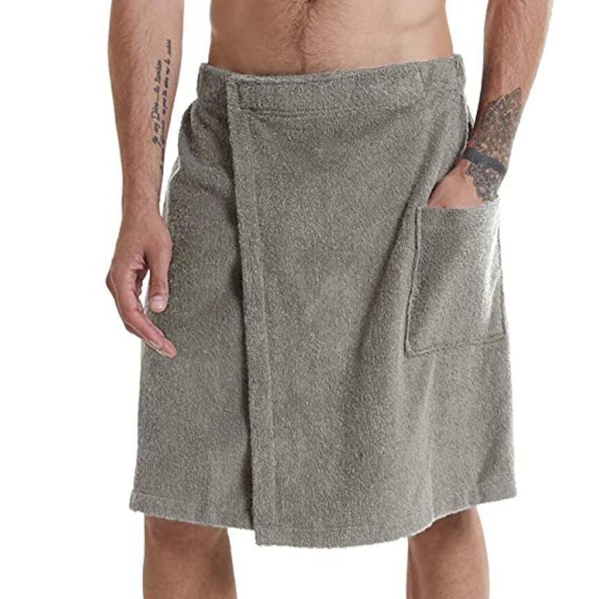 Herren Einfarbig Tragbare Badetücher Badehaus Duschraum Bademantel mit Tasche Badetuch Badetuch Strandtuch L