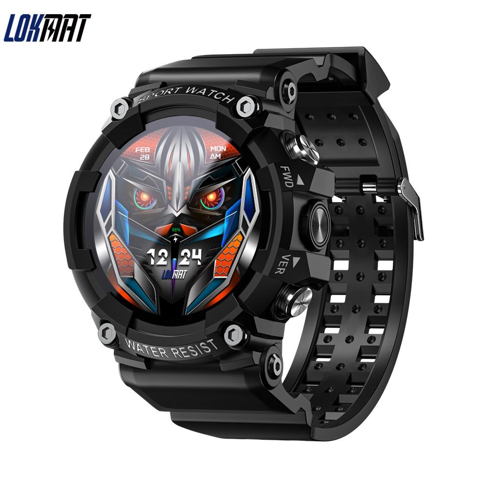 LOKMAT ATTACK 3 Sport Smartwatch unterstützt Bluetooth-Anrufe, Fitness-Tracker, Herzfrequenzmesser, Touchscreen, Smartwatches für Telefon schwarz