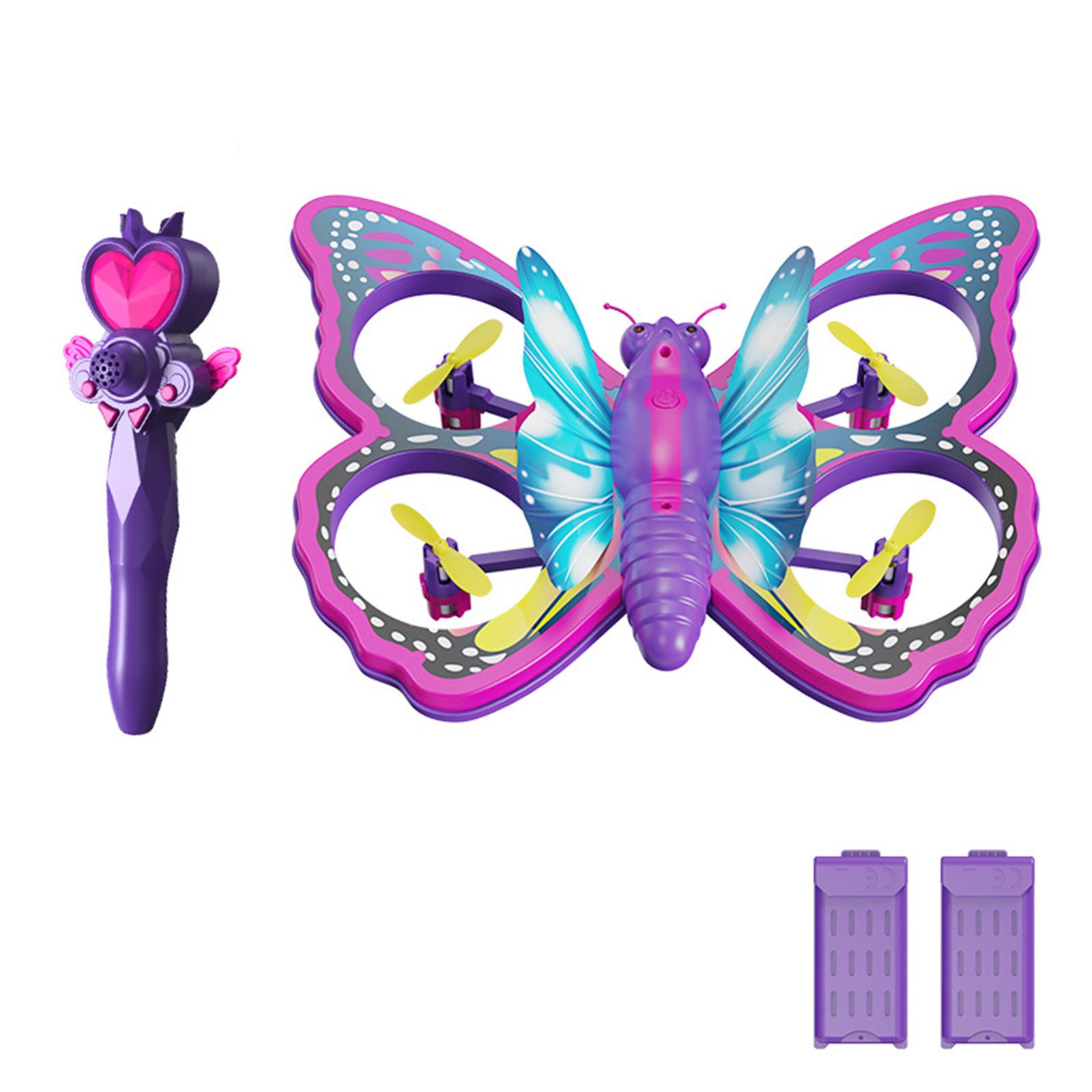 Mini-Drohne für Kinder und Anfänger, 2,4 GHz ferngesteuerte Spielzeugdrohne mit automatischem Schweben, LED-Licht, 2 Battery violett