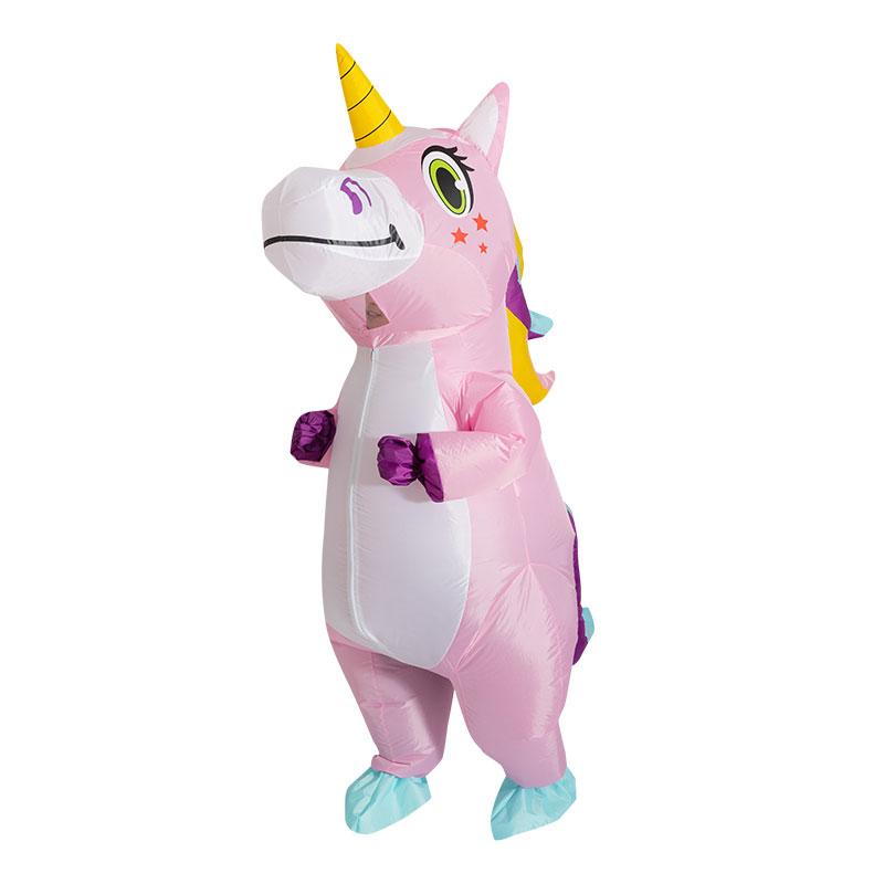 Anime aufblasbares Einhorn Kostüm Rosa Ganzkörper Einhorn Cosplay Kostüme mit Gebläse Lustiges Party Halloween Kostüm für Erwachsene One Size rosa