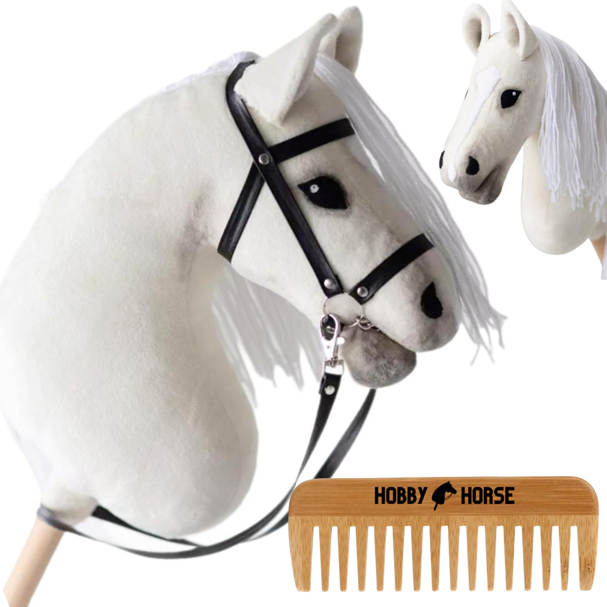 Hobby Horse Pferd an einem Stock Pferd Pferdekopf Weiß + Kamm [M-Hobbyhorse6]