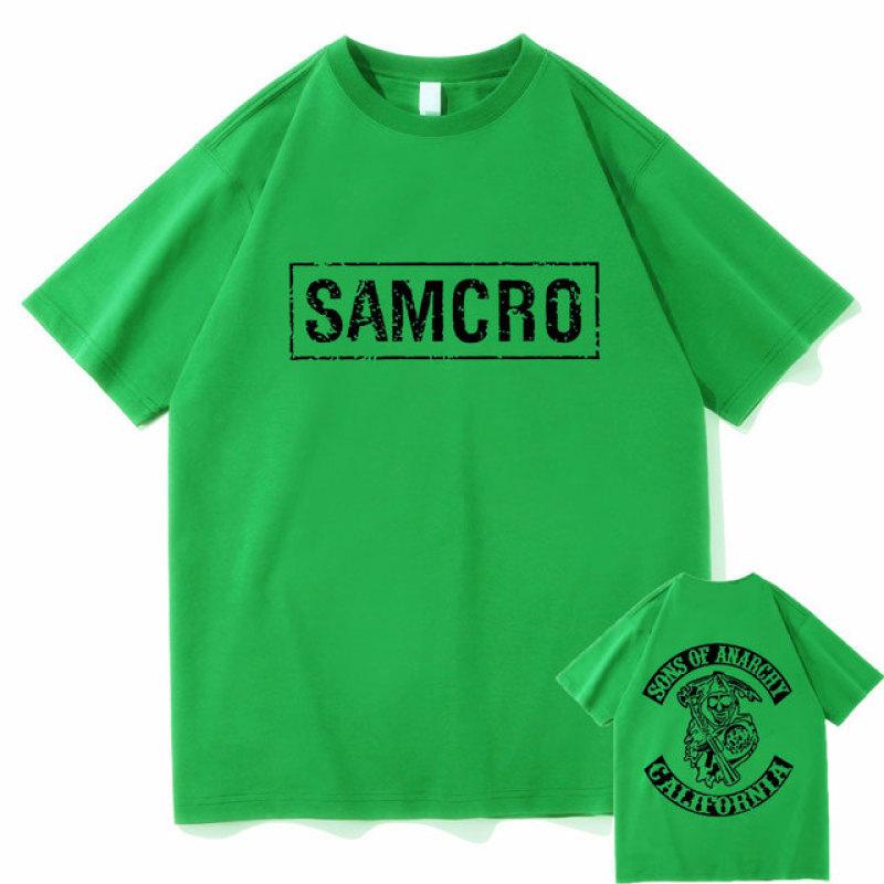 Sons of Anarchy SAMCRO Doppelseitiges Drucken T-shirt Männer Frauen Mode Hip Hop Rock Tees Kurzarm Sommer Baumwolle T Shirts tops 2XL grün