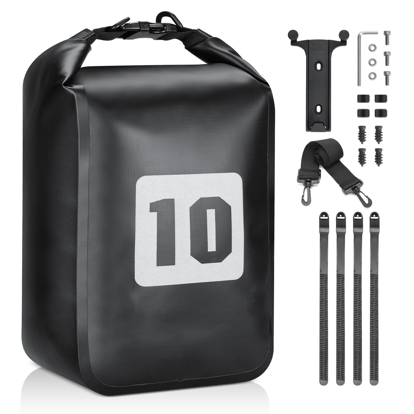 Fahrradgabeltasche 10L Wasserdicht Schnellverschluss Fahrradvordertasche für Mountainbike Rennrad Langstrecke schwarz