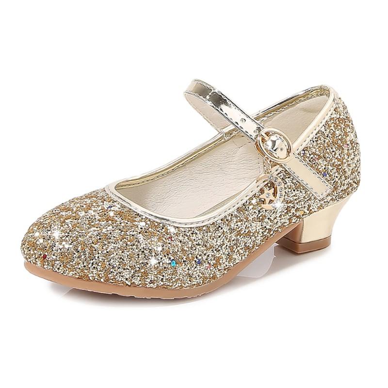 Kinder Mädchen Pailletten hochhackige Schuhe glänzende Prinzessin Kristall Schuhe zeremonielle Party Schuhe 26
