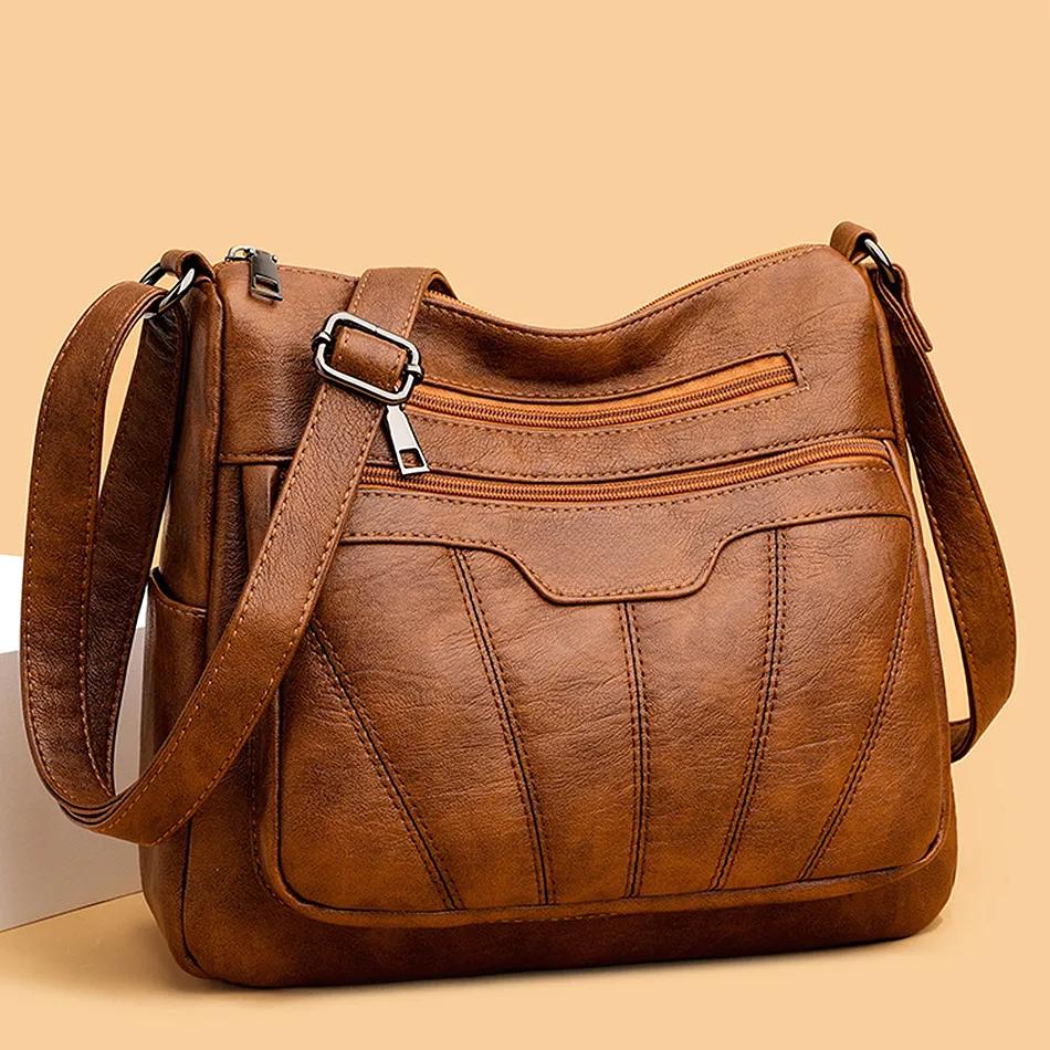 Weiche Leder Frauen Tasche Marken Designer Damen Handtasche Geldbörsen Luxus Weibliche Schulter Tasche Große Kapazität Umhängetaschen Sac