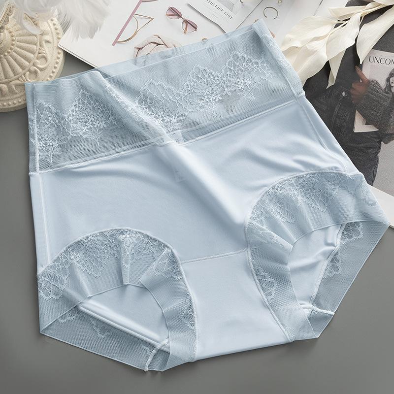 Damenunterwäsche, hohe Taille, Dreiecks-Höschen, atmungsaktiv, sexy Spitze, bequemer Hipster-Höschen XL hellblaue