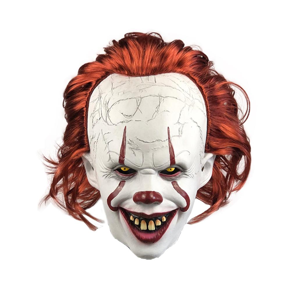 Gruselige Pennywise Joker Maske Cosplay Horror Böser Dämon Clown Killer Latex Helm Halloween Karnevalsparty Kostüm Requisiten Geschenke as the picture-
