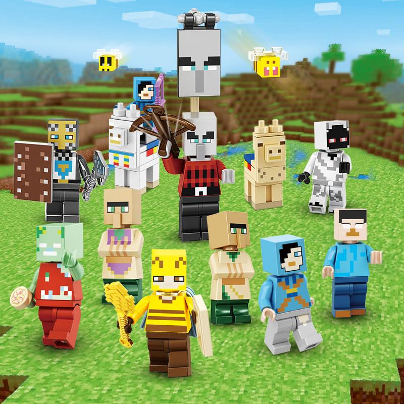 Minecraft Figuren Steve Ihn Bausteine Spielzeug Ziegel Kinder Geburtstagsgeschenke 14pcs,Height:3-5cm