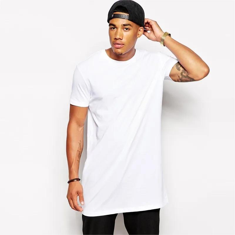 Hip Hop Herren T-Shirt US-Größe Longline Mann T-Shirt Kurzarm Herren T-Shirt Großes T-Shirt Herren Oberteil T-Shirts für Männer XXL weiß