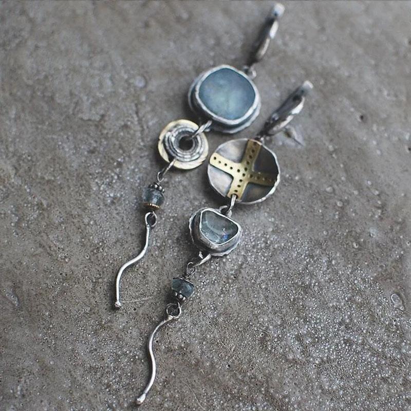 Lange baumelnde Ohrringe für Frauen, indischer Stammes-Kreuz, Kreis, Metall, Vintage-Ohrringe, Schmuck, 2023 neu