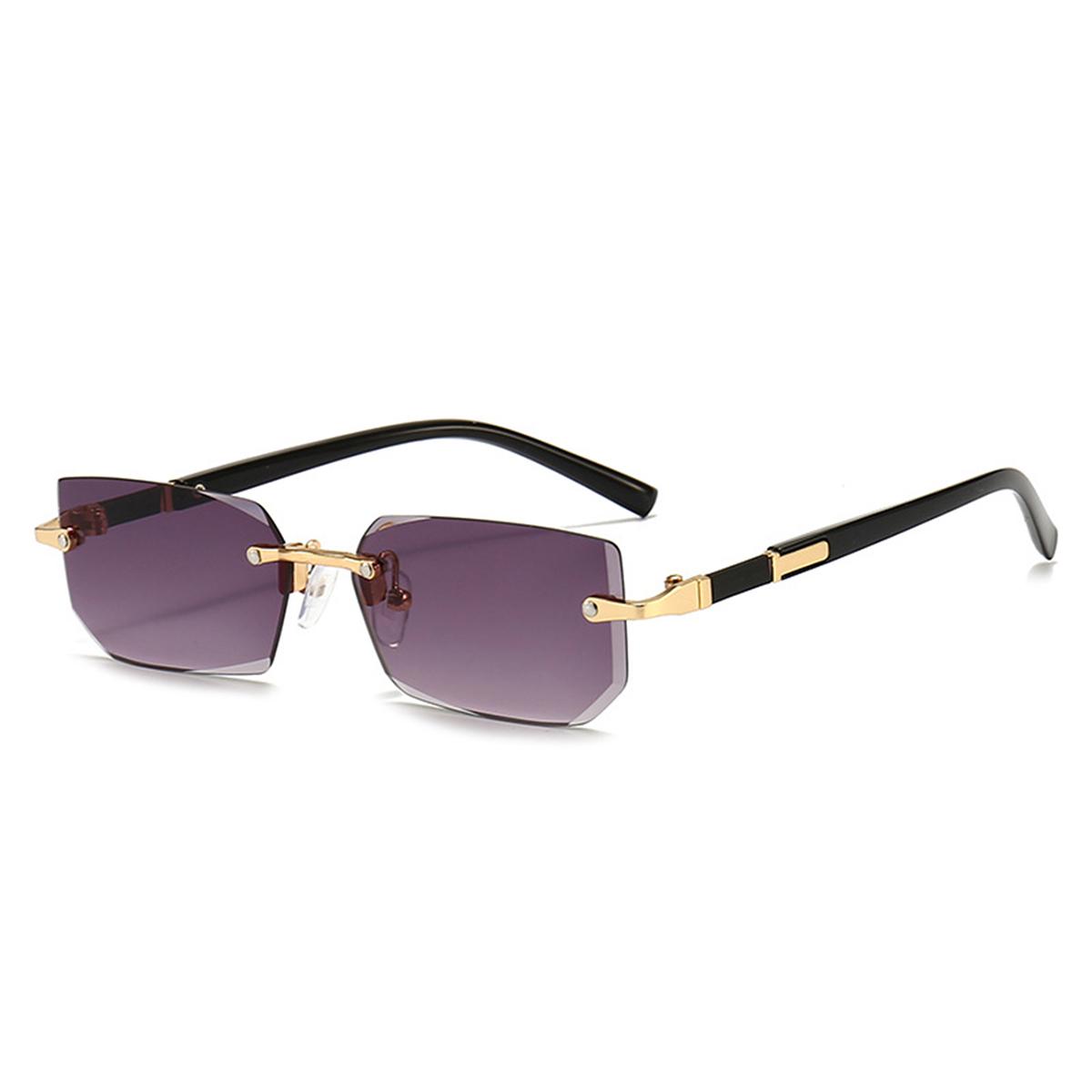 Neue Europäische und Amerikanische Business-Stil Herren Randlose Mode Sonnenbrille Metallverzierte Sonnenbrille Weibliche Persönlichkeit Gelee-farbene Sonnenbrille. grau