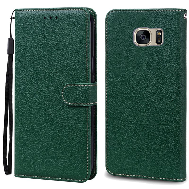 S7Edge Fall Für Samsung Galaxy S7 Fall Leder Brieftasche Auf Für Samsung S7 Rand Fall Weiche Flip-Cover Für Samsung s7 S 7 Rand Fundas For Samsung S7 Edge dunkelgrüne