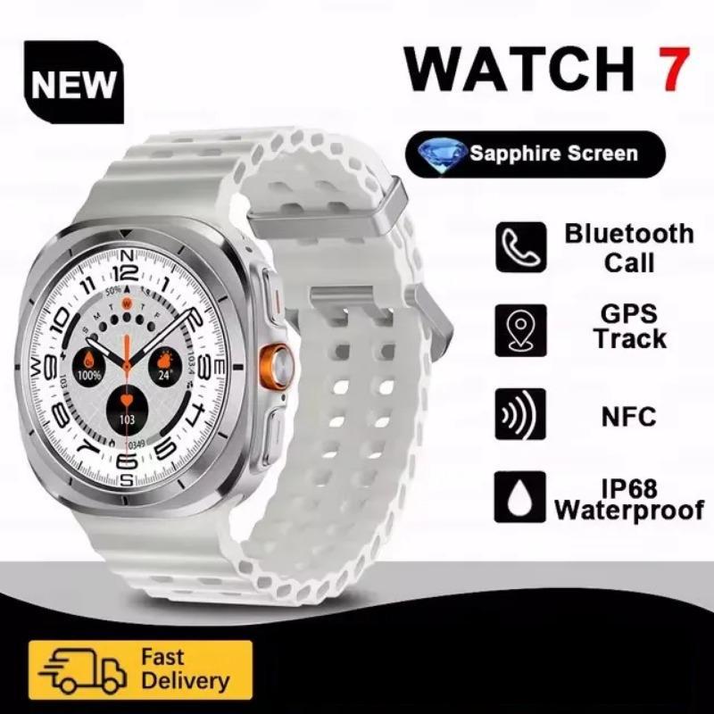 2024 Neue Smart Watch 7 Ultra für Männer AMOLED-Bildschirm Multifunktions-Sport-Fitness-Tracker Gesundheit Damen Smart Watch Galaxy Watch 7 Ultra silber