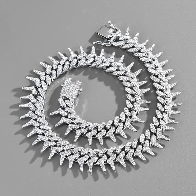Männer Hip Hop Kette Halskette 20mm Dorn Form Ketten Iced Out Bling Halskette Männlichen Mode Hiphop Schmuck Für Geburtstag geschenk 18 inch 45cm