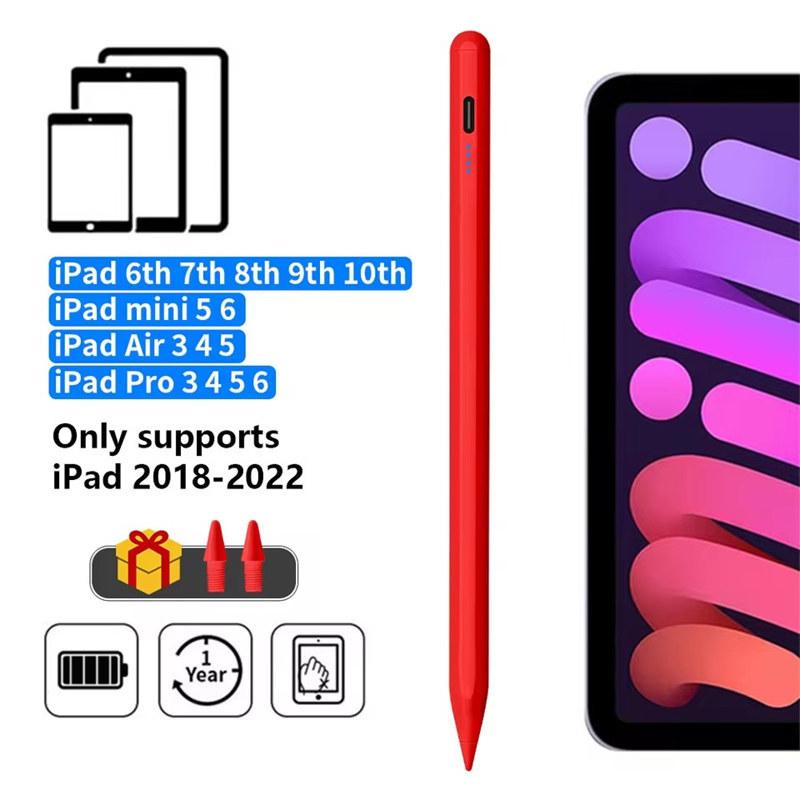 Stylus-Stift für Apple Pencil mit LED-Betriebsanzeige, Palm Rejection Touch Pencil für 2022 2021 2020 2019 iPad Pencil rot