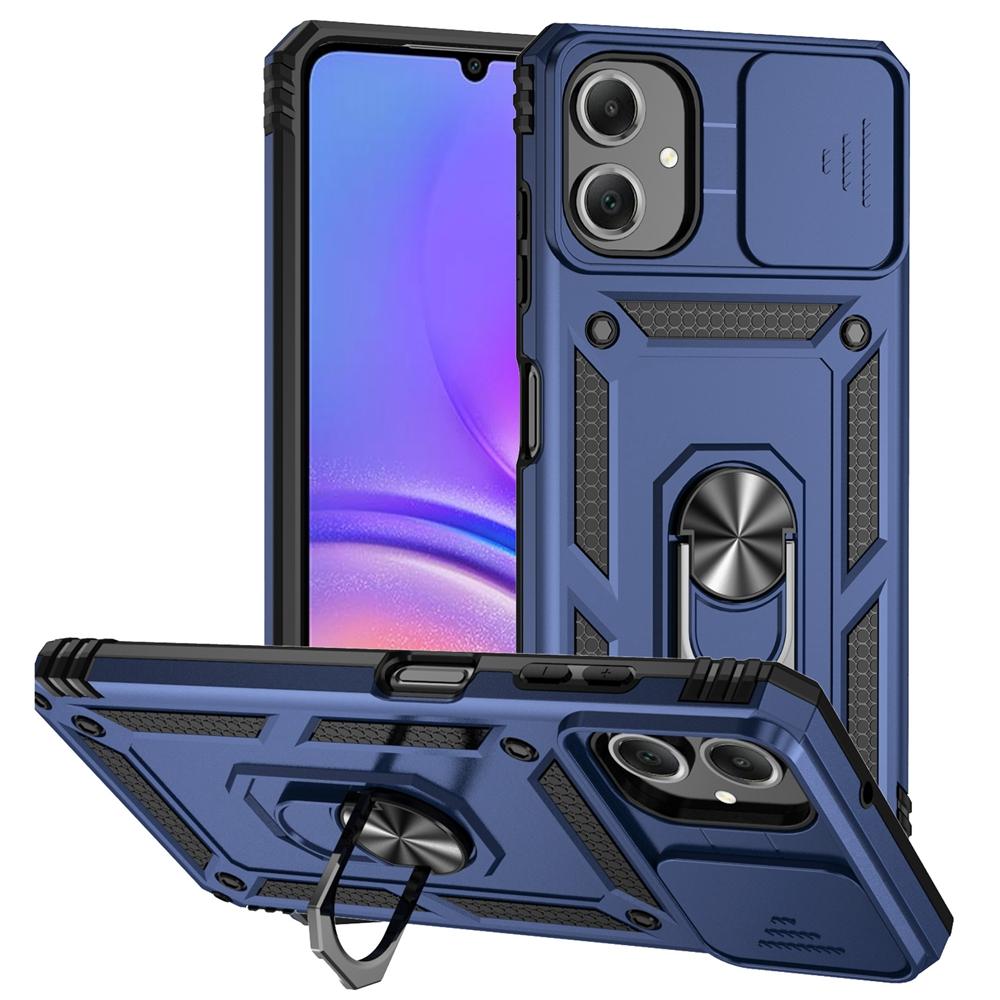 Für Samsung Galaxy A07 Hülle Auto Magnetring Ständer Panzer Handyhüllen für Galaxy A07 A 07 GalaxyA07 Schiebe Linsenschutz Abdeckung For Galaxy A07 blau