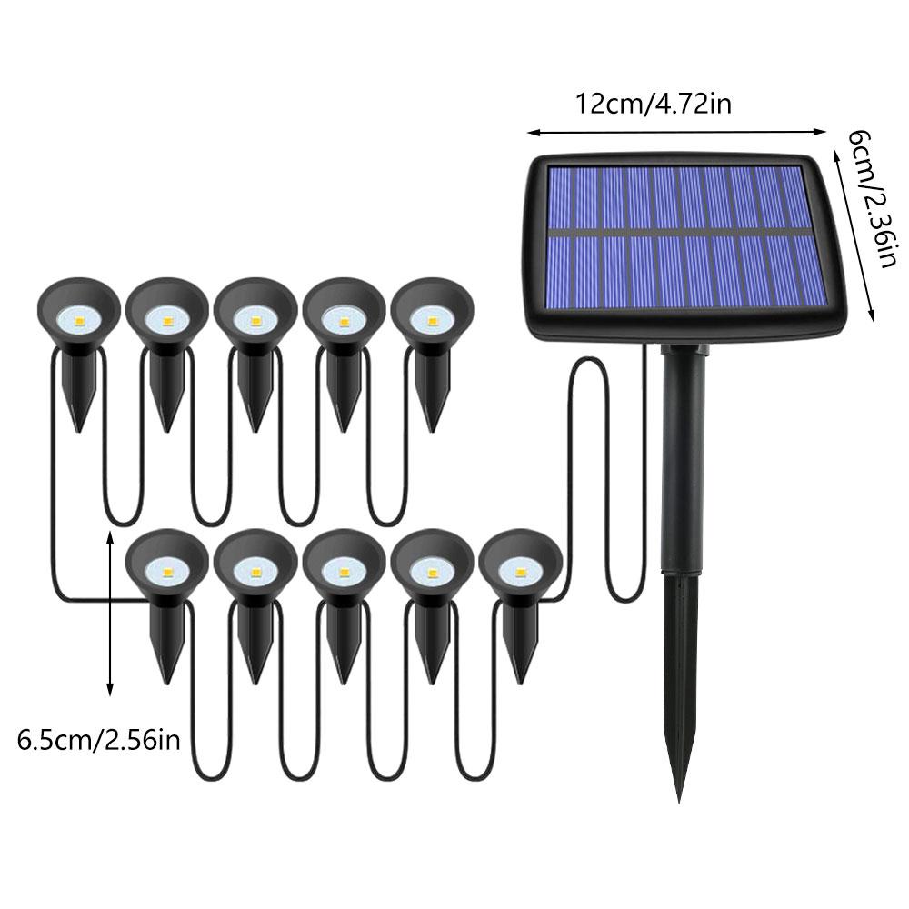10 IN 1 Solar-LED-Strahler Solar-Landschaftswegleuchte für den Außenbereich IP65 Wasserdichtes Solar-Bodenlicht für Gehweg-Terrassen-Dekor 1Set-Lighting time 6h