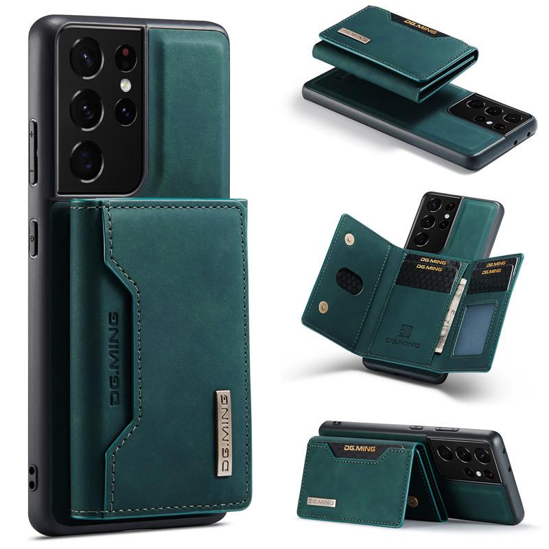 Magnetische Flip Lederhülle für Samsung Galaxy S25 Ultra S24 FE S23 Plus S22 S21 S20 Note 20 A17 A16 A26 A36 A56 A15 A35 A55 A54 Brieftasche Karten Rückseite Samsung Note 20 Ultra grün