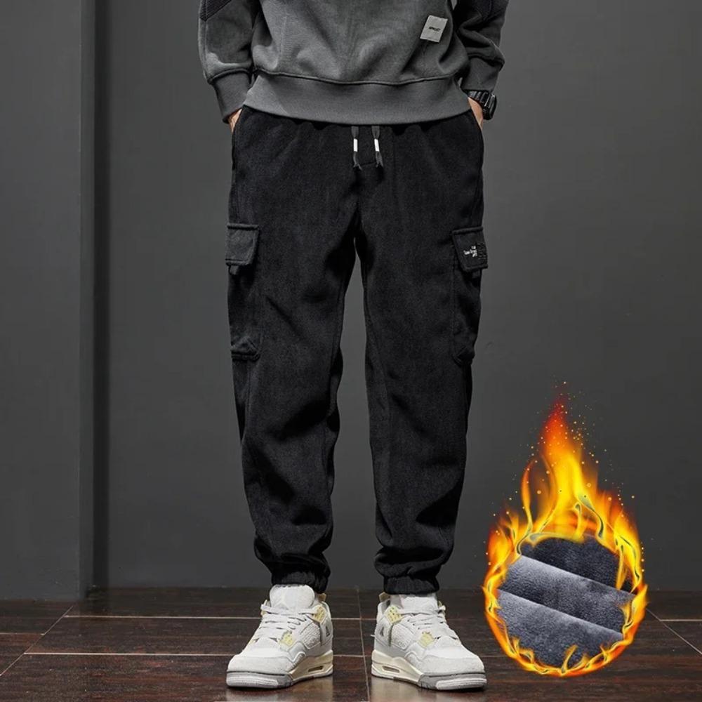 Winter männer Fleece Warme Casual Hosen Jogging Jogginghose Männliche Hosen Lose Streetwear Harem Hosen für Männer XXXL schwarz