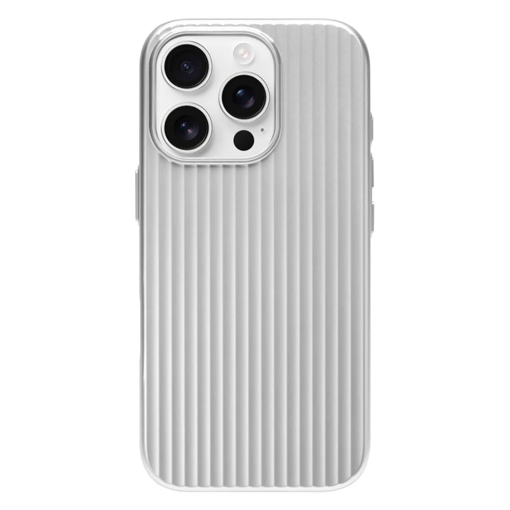 3D Streifen Metalllack Magnetische Hülle Für iPhone 17 16 15 14 Pro Max Magsafe Matt Wellige Koffer Muster Rüstung PC Hülle iPhone 16 gray