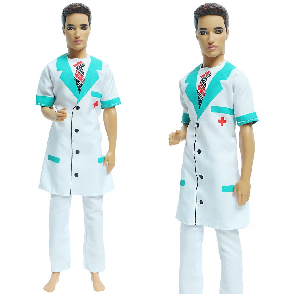 1 Set Puppen-Outfit für Ken-Puppen, Herren, Alltagskleidung, Mischung aus gestreiftem T-Shirt, Hemd, Hosen, Hosen, Shorts, Freizeitkleidung für Ken-Puppen, Kinderspielzeug-Zubehör grün/weiß