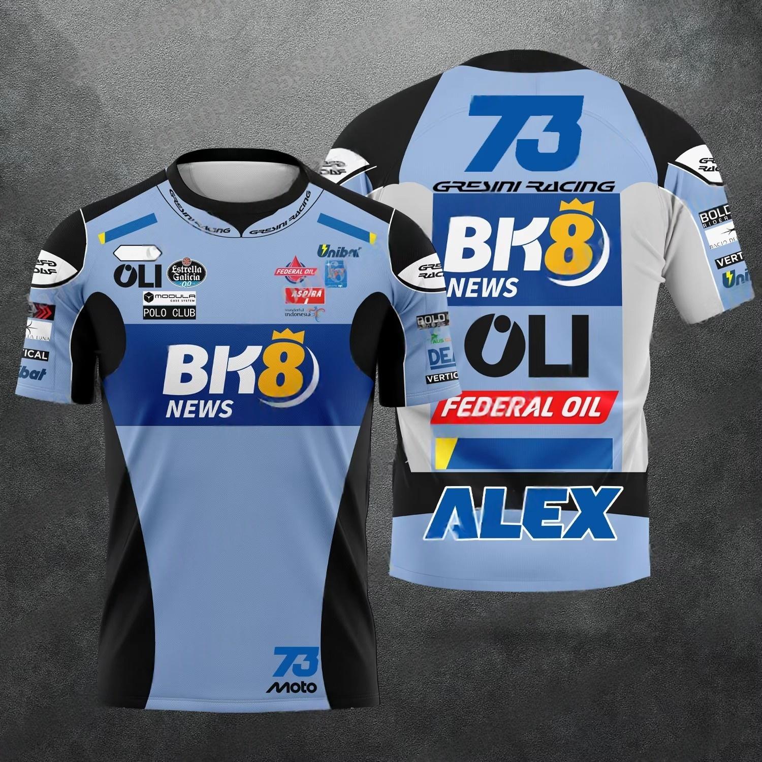 2025 Sommer Neu Motorrad GP Rennanzug Motorrad Fahr Top Alex Márquez # 73 Atmungsaktiv Schnell Trocknend Kurzärmeliges T-Shirt 2XL