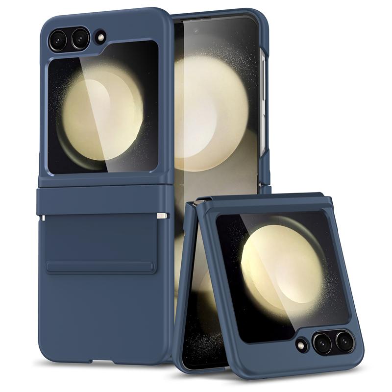 Für Samsung Z Flip 3 4 5 6, ultradünne Schutzhülle mit Scharnierschutz und elastischem Riemen für Samsung Z Flip 6 5 4 3, stoßfeste Hartschale For Samsung Z Flip 5 beige