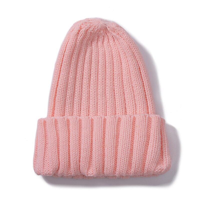 Klassische tägliche Damen-Wintermütze, einfarbig, warm, weich, Hip-Hop-Herbst-Strickmütze, kanadische Farben, Streetwear, Beanies-Kappe 54cm-58cm hellrosa