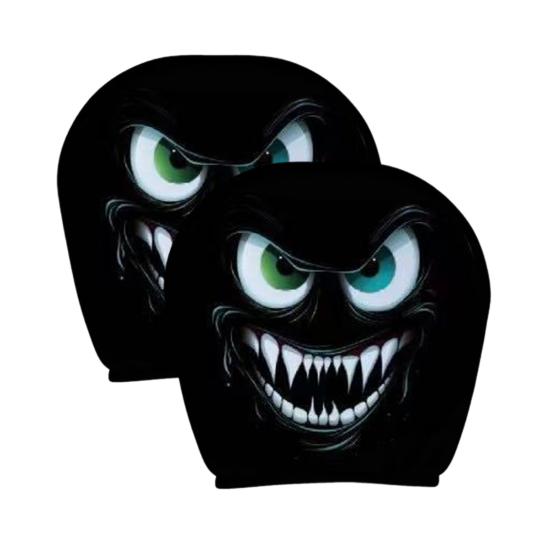 Halloween Schädel Auto Kopfstützenbezüge Gruseliger Druck Autositz Kopfstützenschutz Lustige Auto Innendekoration für die meisten Fahrzeuge 2pcs