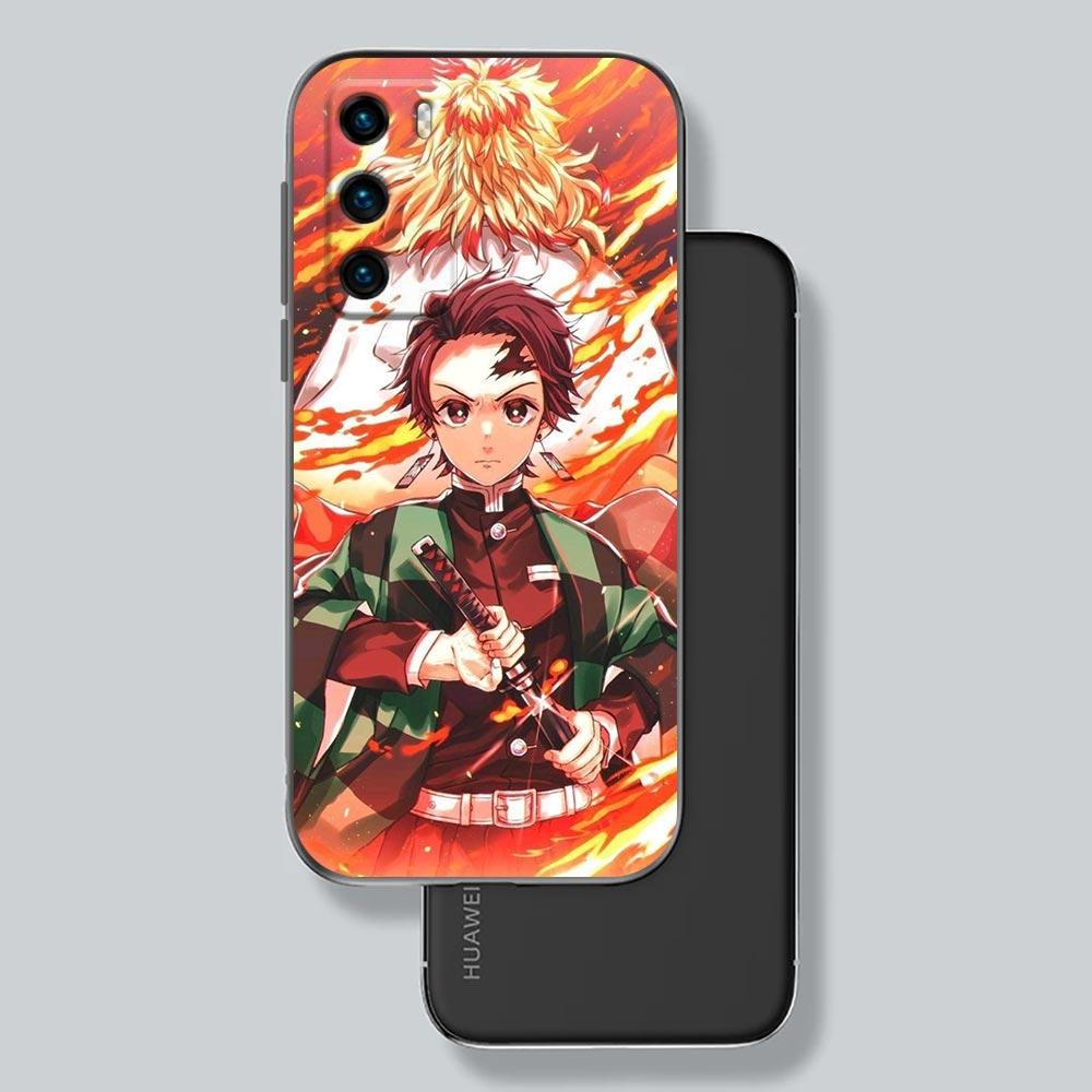 Handyhülle für Huawei P30 P40 P20 Lite P50 Pro P Smart Z 2019 2020 Hüllen Fundas Cover Anime Dämon Slayer Kamado Tanjirou Nezuko Huawei P30 Lite