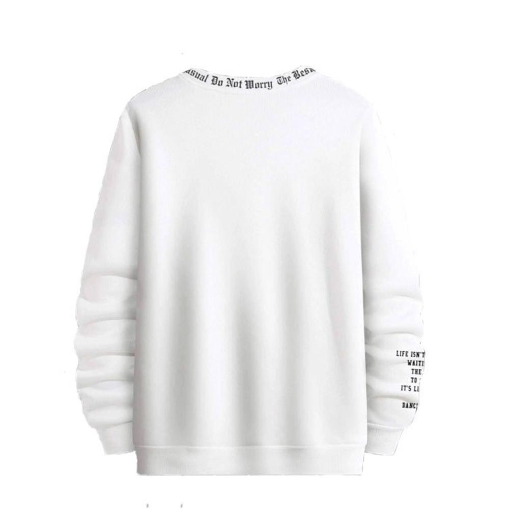 Herrenmode Hoodies mit Buchstabendruck Einfarbig Langarmpullover Outdoor Workout Fitness Casual Sport Sweatshirts L weiß