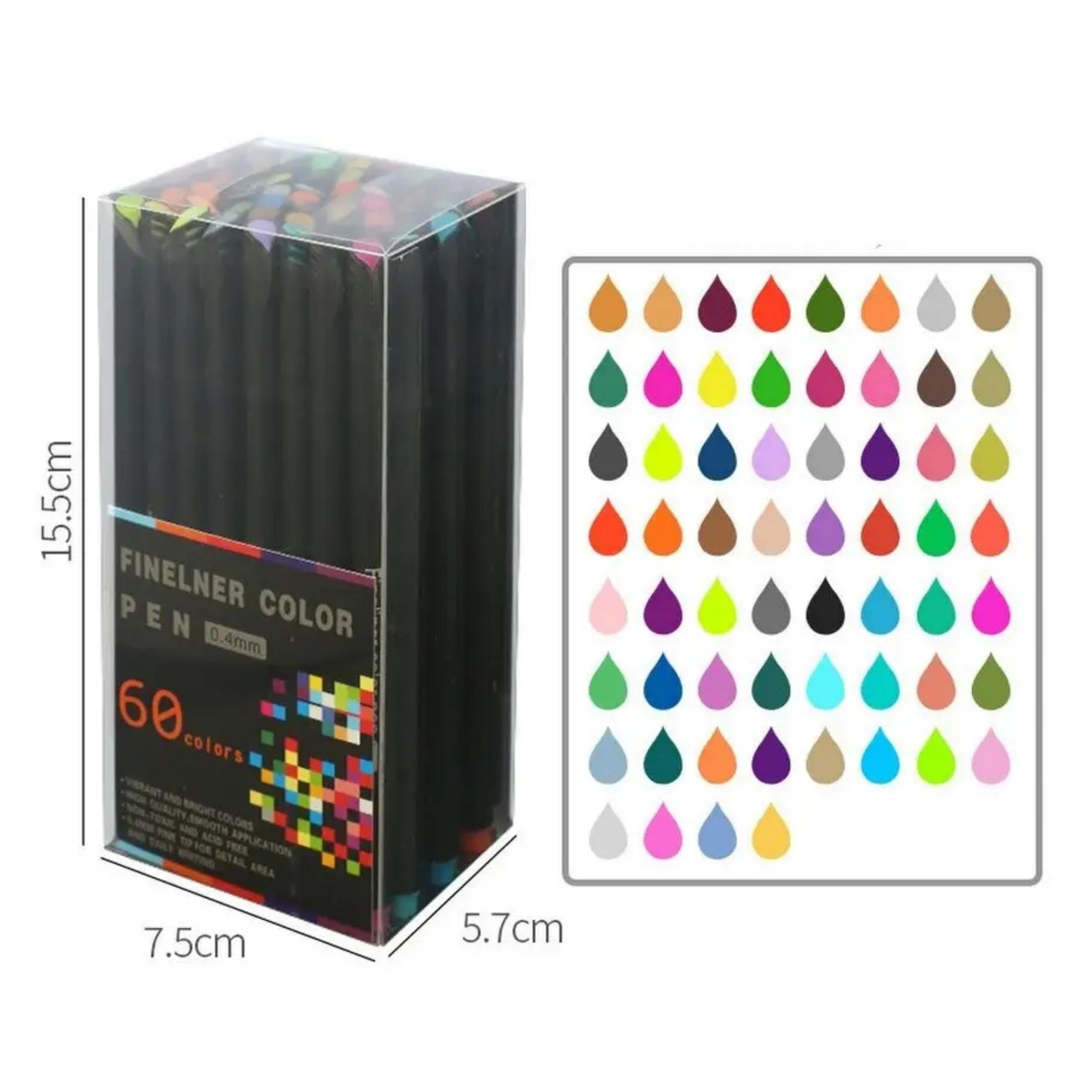 12/24/48/60/100 Farben Fineliner-Farbstifte-Set, 0,38 mm, farbiger Skizzen- und Zeichenstift, feine Spitze, ideal zum Notieren in Tagebüchern 60pcs