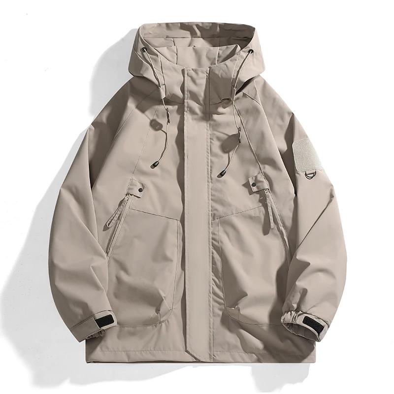 Unisex Outdoor Wasserdichte Jacke Windbreaker Mantel Herbst Atmungsaktiv Angeln Camping Winddichte Jacken Herren Damen Kleidung S khaki