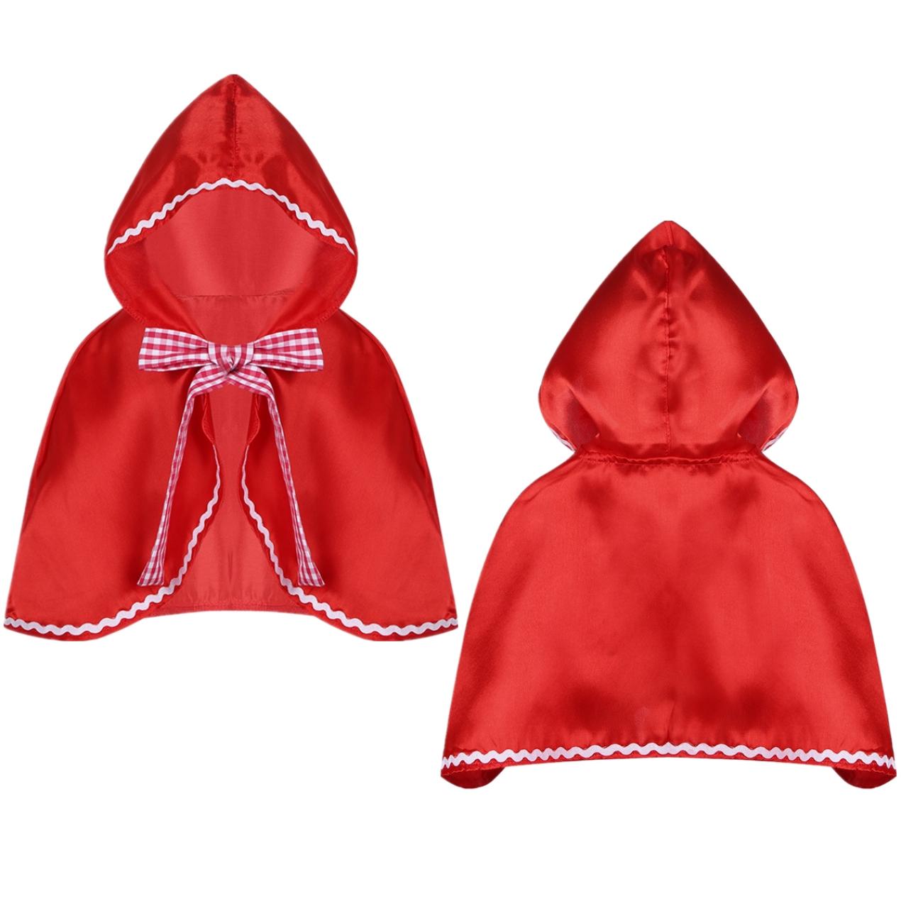 Reitumhang Kapuze für Kinder Mädchen Halloween-Kostüm Little Red Princess Riding Hood Kostüm Umhang Halloween Rollenspiel mit Kapuze S-M rot
