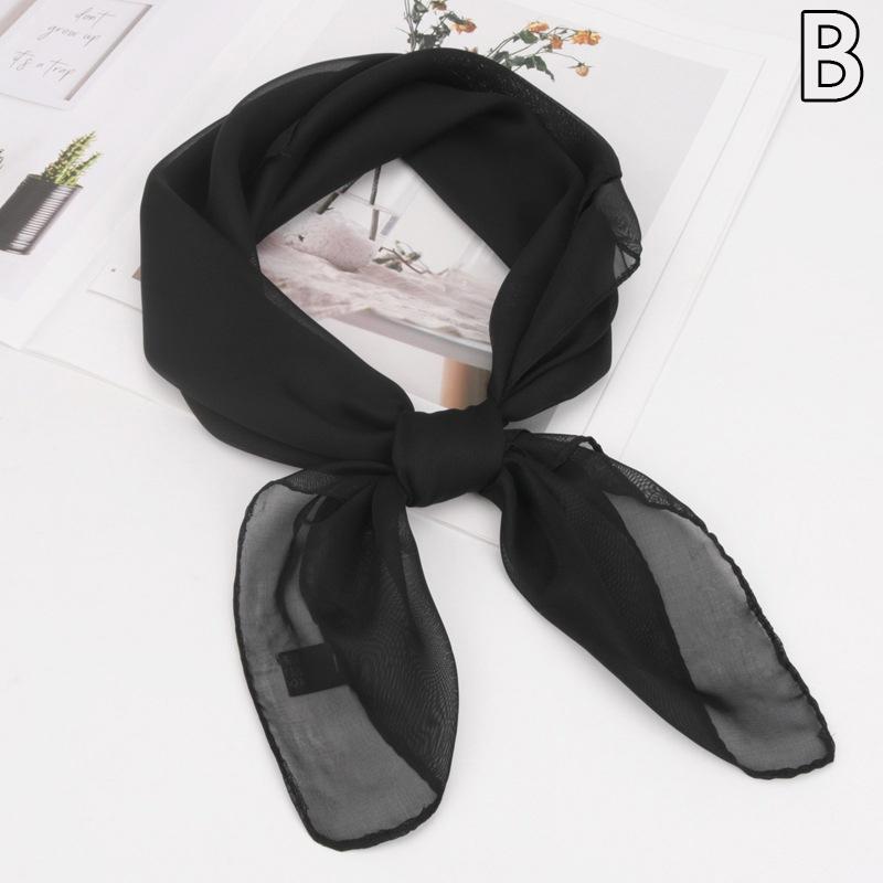 Sommer Mode Chiffon Einfarbig Schal Damen Kopf Hals Quadrat Schal Schals Weibliche Haar Krawatten Bands Halstuch Schals schwarz