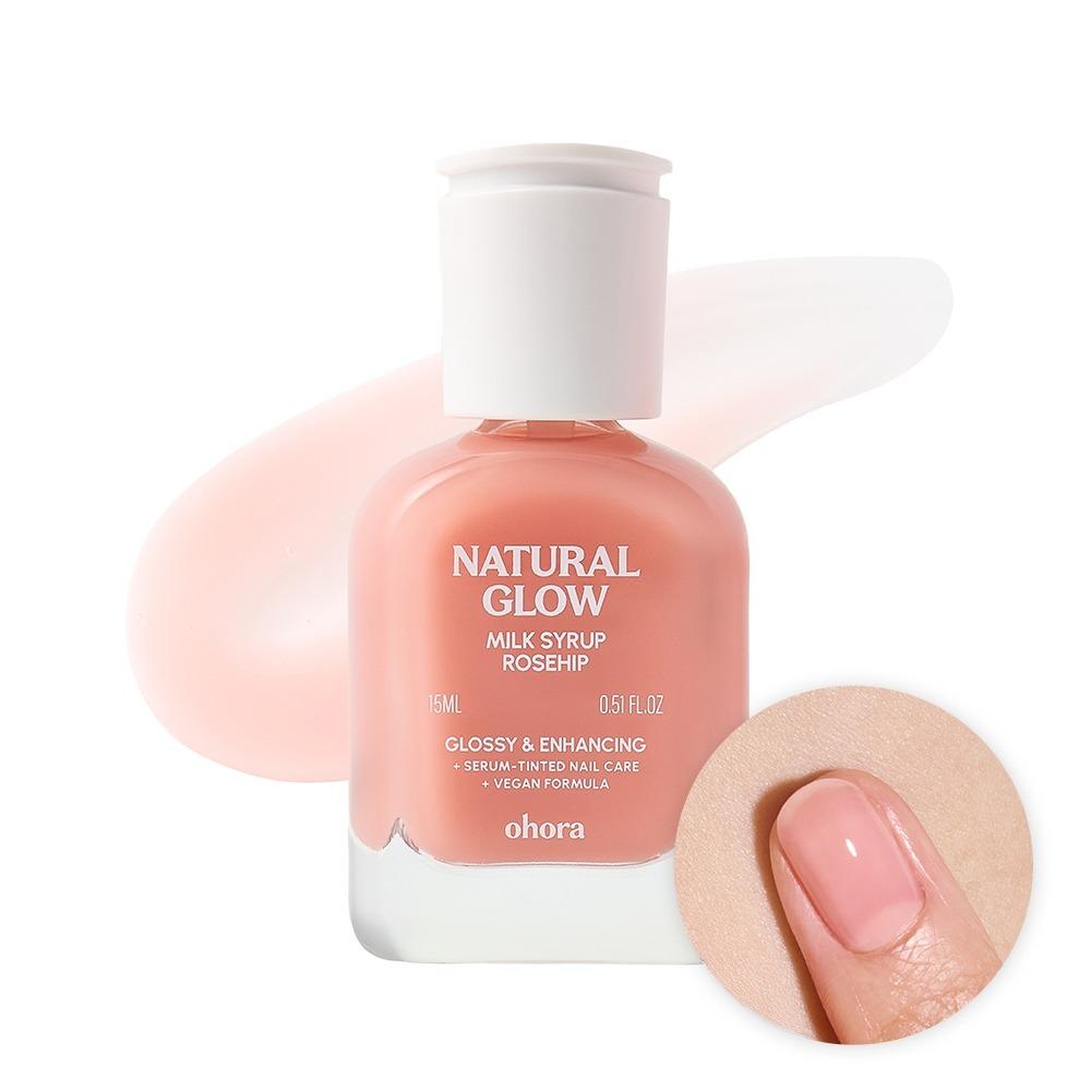 [ohora] Sirup-Nagelhärter 15ml (10 Farben) - Professioneller Nagelhärter mit transluzentem Sirup-Ton ROSEHIP