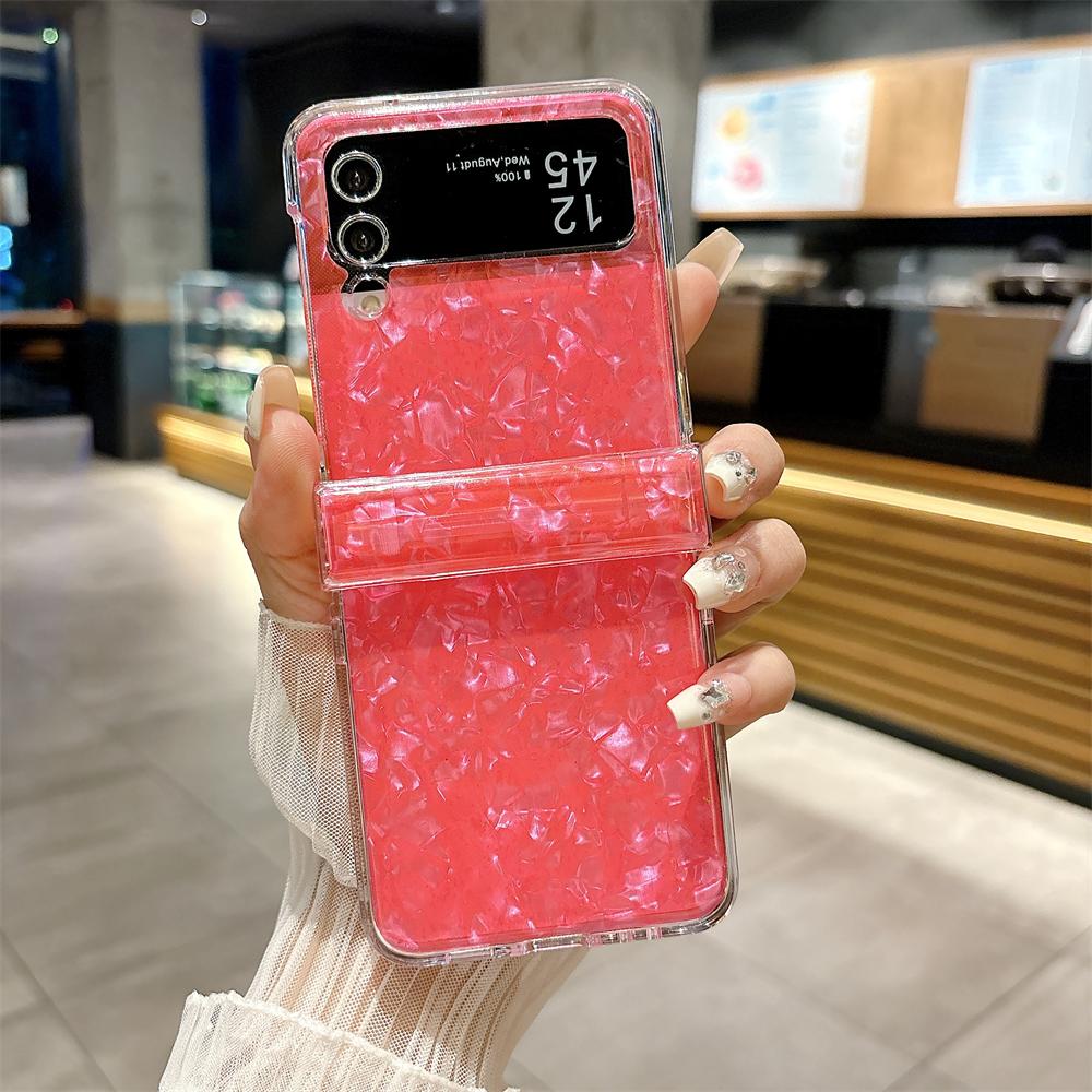 Glitzernde Traumschalen-Musterhülle für Samsung Galaxy Z Flip5 6, stoßfest, für Galaxy Z Flip 5, Z Flip 6, Z Flip 4, Z Flip3 5G-Abdeckung For Galaxy Z Flip 3 red