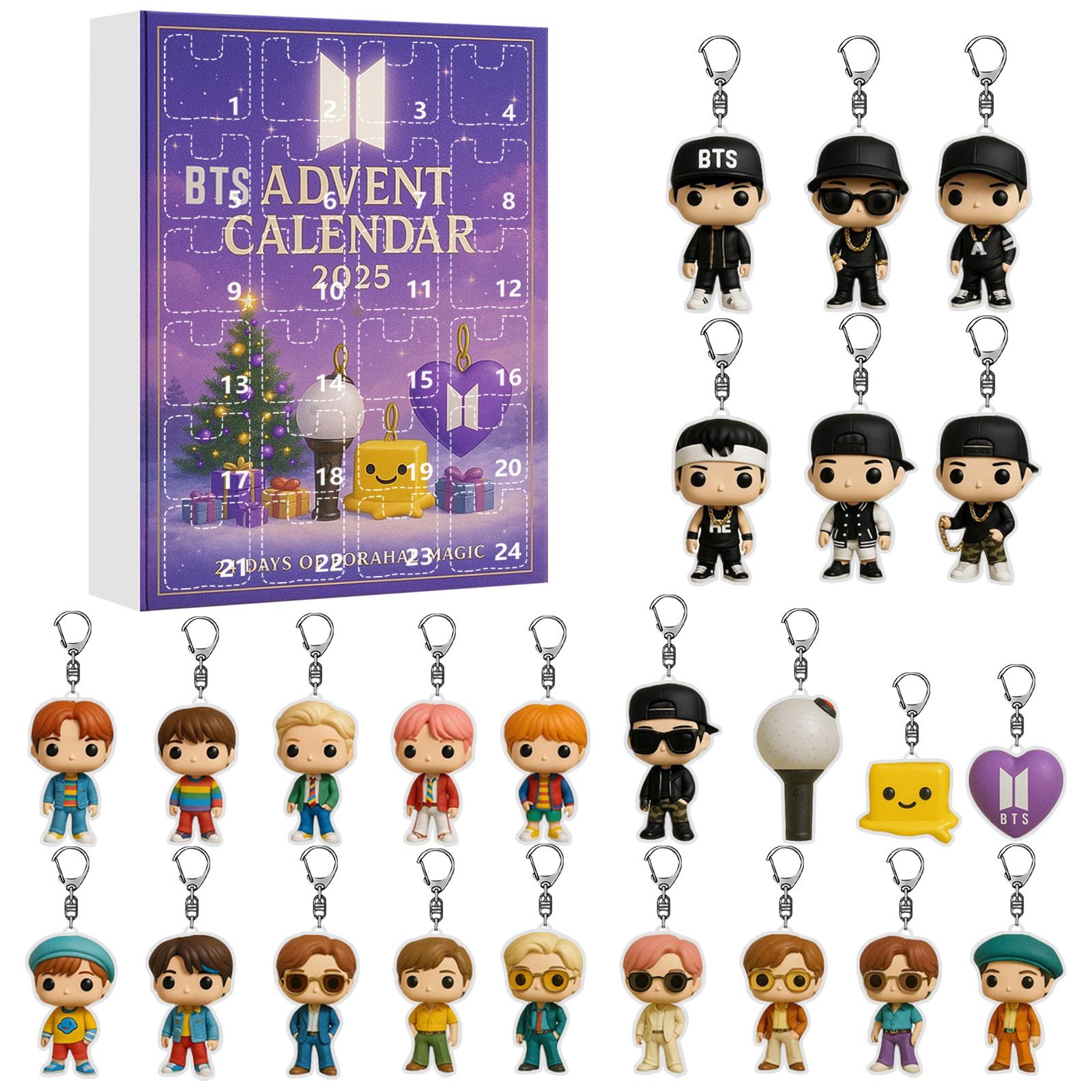 Adventskalender enthält 24 Geschenke, süßer Figuren-Puppen-Adventskalender, Countdown-Kalender mit Überraschungsspielzeug, Sammelfiguren als Geschenk für Kinder One Size gray
