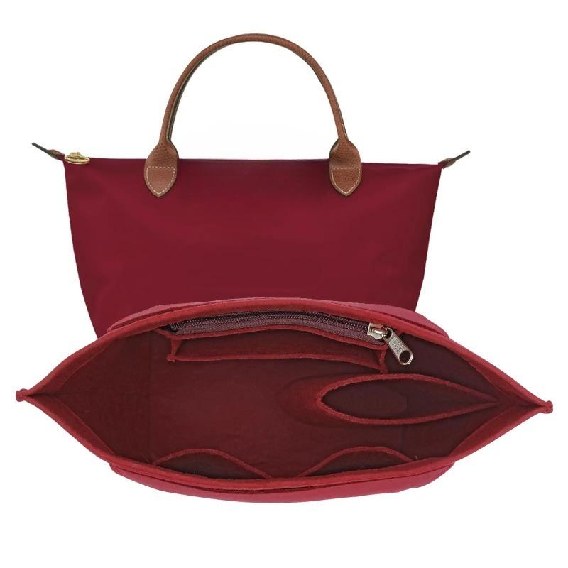 Damen Handtaschen-Organizer-Einsatz Filz Portemonnaie-Organizer Tasche in Tasche Einsatz Multi-Taschen Große Kapazität Tote Liner Organizer für Reisen Tägliche Nutzung Small 21x16.5x14 wein rot