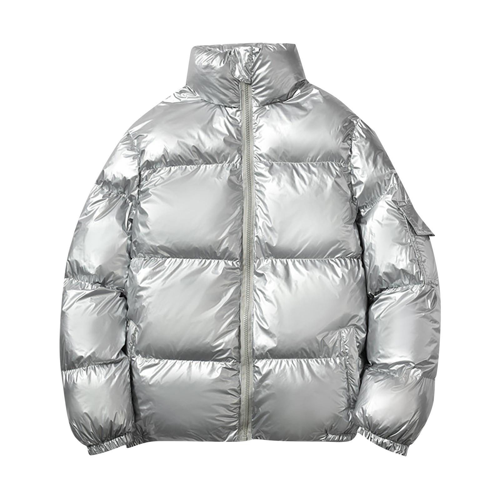 Herren-Daunenjacke, warme Baumwollkleidung, lockerer Mantel, Brotanzug, verdickender warmer Mantel XXXXL silber