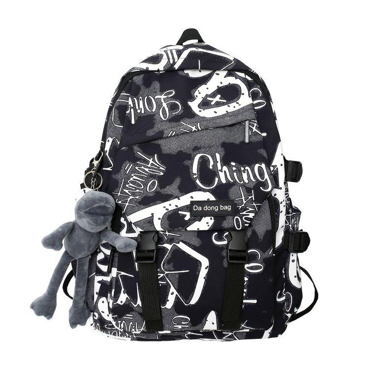 Rucksack Herren Hochleistungs-Graffiti-Rucksack Lässige Studentenschultasche schwarz