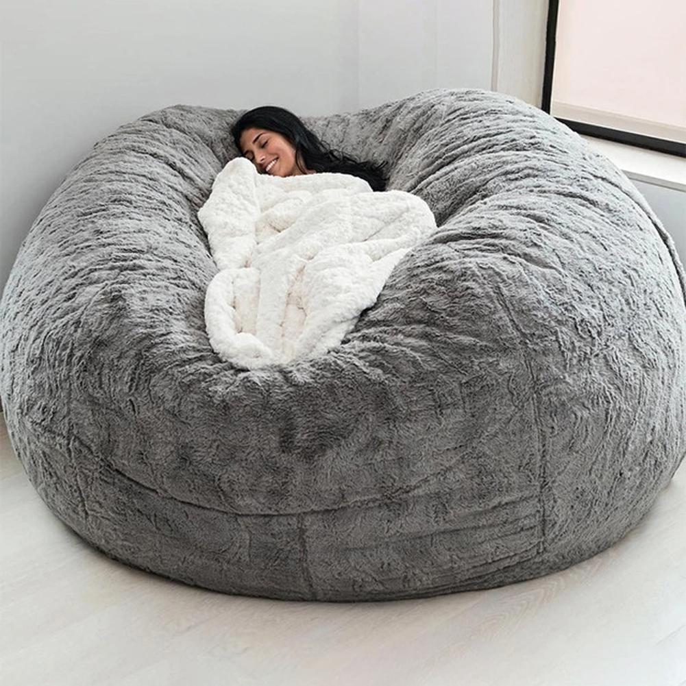 Startseite Schwamm Bett Sitzsack Stuhlbezug Schonbezug Doppelbett Schlafzimmer Balkon Große Couch Rund Weich Flauschig grau